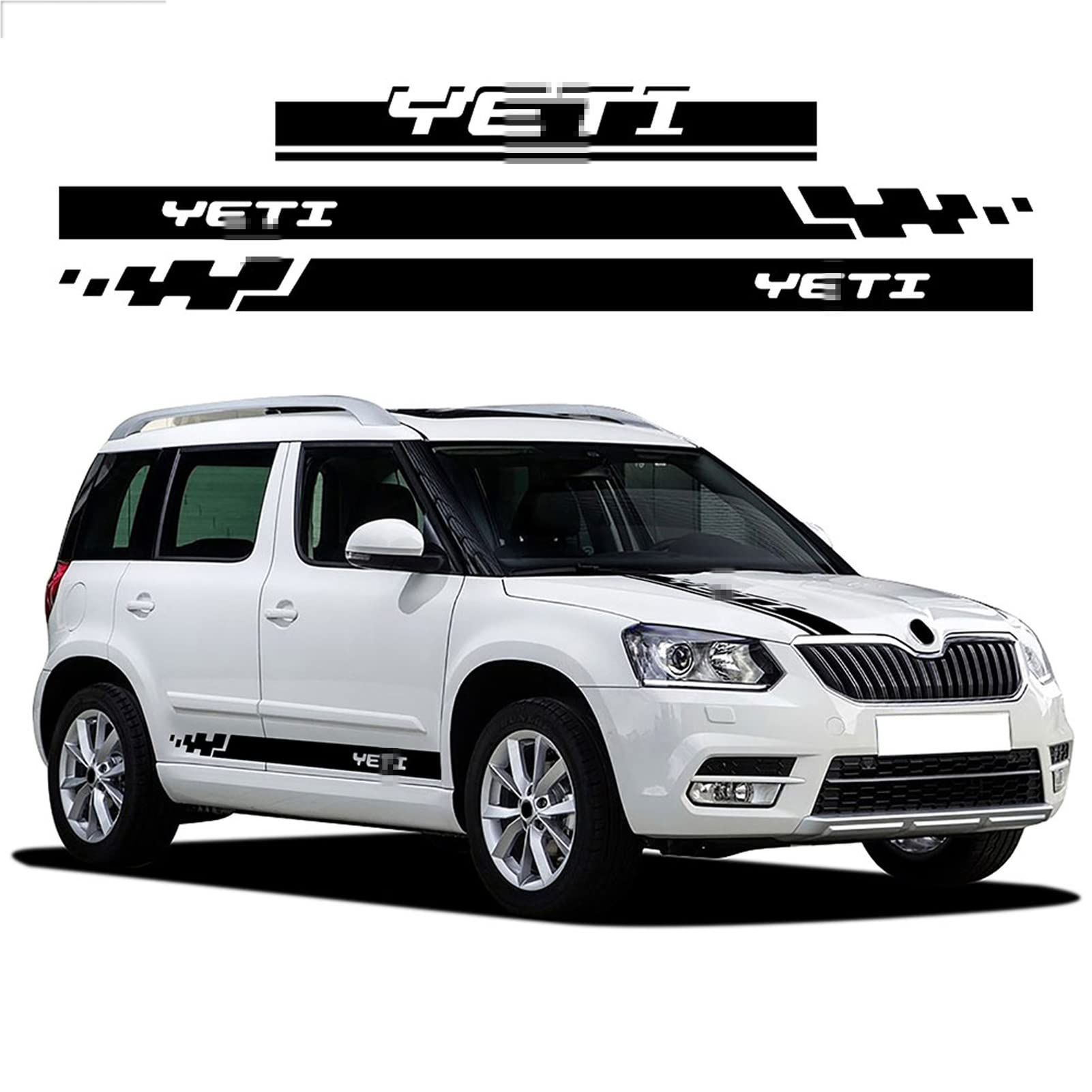 Racing Sport Car Styling Motorhaube Motorabdeckung Aufkleber Body Graphics Vinyl Seitenstreifen Rock Aufkleber, für Skoda Yeti Tuning Zubehör von WEWEO