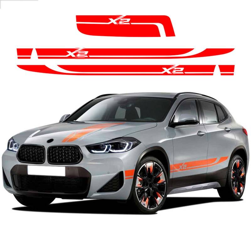 Universal Zubehör Auto Styling Haubenabdeckung Motorhaube Aufkleber Grafik Seitenstreifen Rock Vinyl Dekor Aufkleber, für BMW X2 von WEWEO