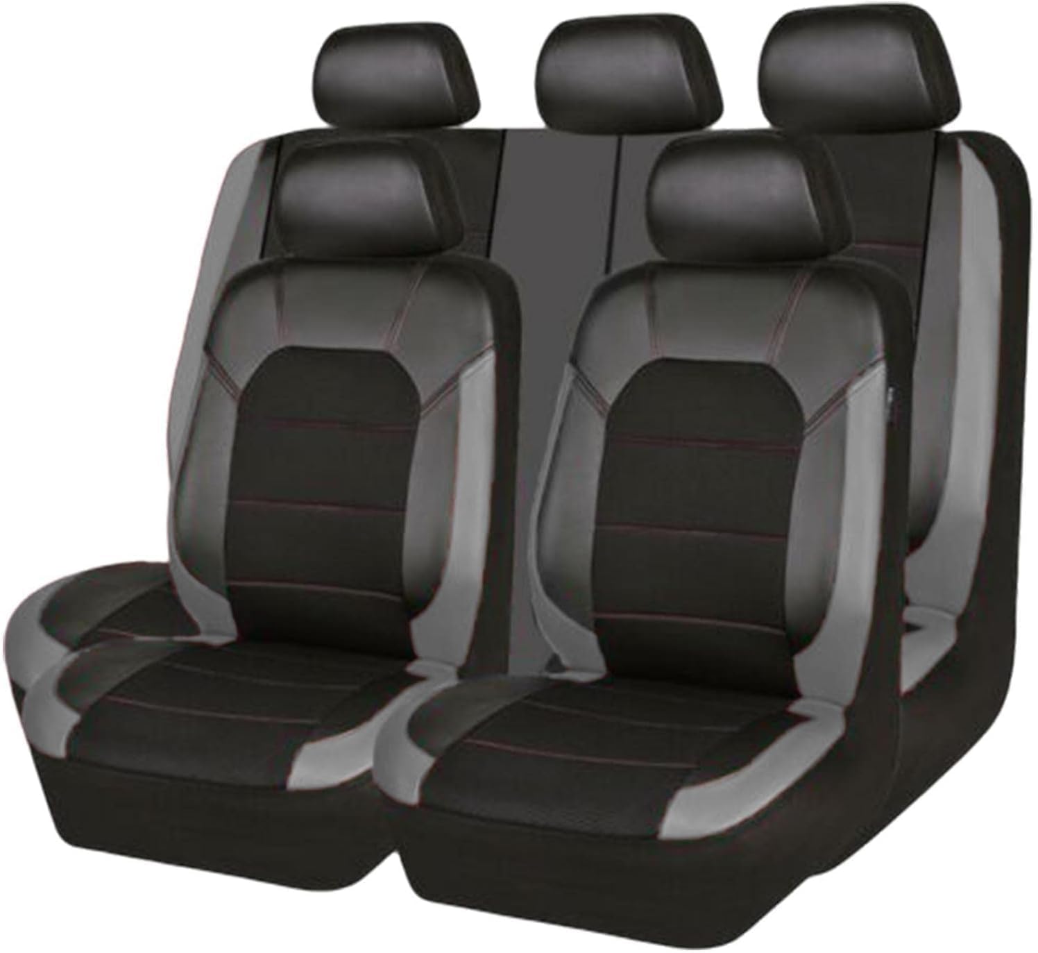 WEXY Leder Autositzbezüge Sets für Daihatsu Boon 2004-2010, 9-teiliges Set Sitzbezug Komplett-Set, Atmungsaktiv Komfortable Allwetter Autositzschoner,D/Grey von WEXY