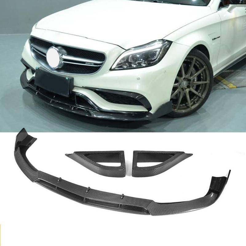 WEYEZE 3 STK Frontlippe Spoiler Frontspoiler für Mercedes Benz CLS-Class W218 CLS63 AMG Sedan 4-Door 2015-2017 Auto FrontstoßStange Splitter Lippenspoiler Bodykit-SchutzzubehöR von WEYEZE