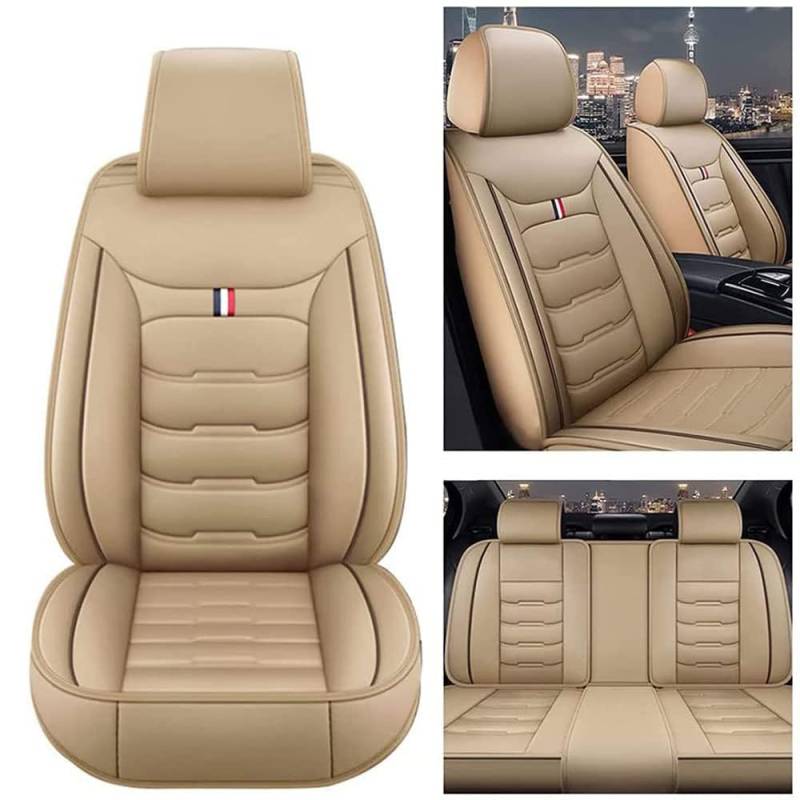 WEYEZE Auto Leder Sitzbezügesets für Renault Megane 2 3 CC 2005 Wasserdicht Verschleißfest Innenraum Schonbezüge sitzschoner Auto Accessories,beige Style von WEYEZE