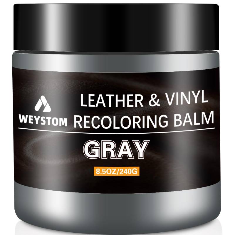 WEYSTOM Leder Recoloring Balm - Grau Leder Reparaturset für Möbel, Lederfarbe, Recolor, Renew, Repair & Restore Alged, Faded, Cracked, Peeling und Scuffed Leather von WEYSTOM