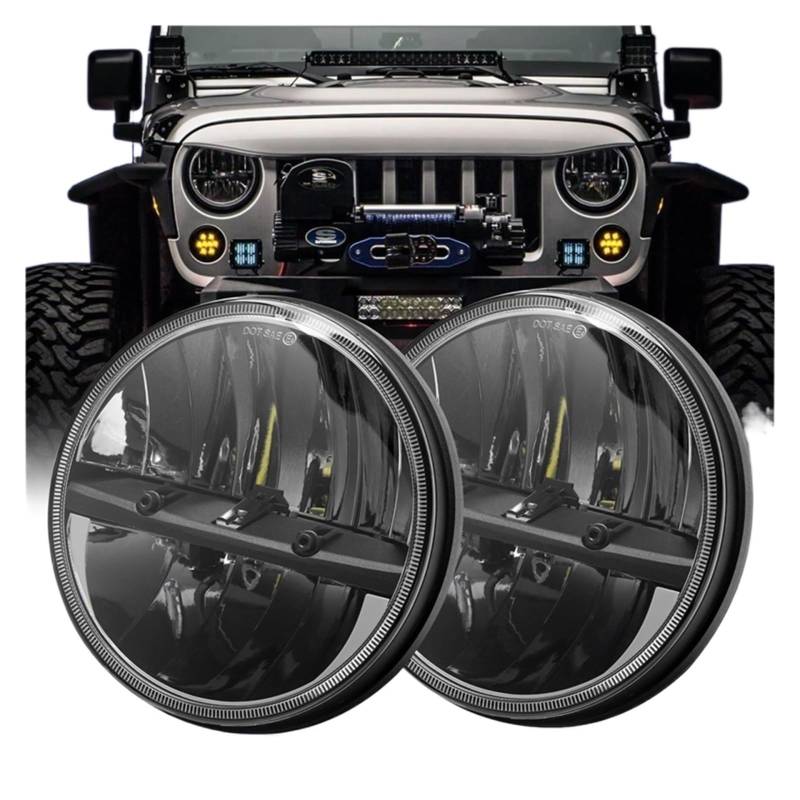 2x 7-Zoll-LED-Autoscheinwerfer High/Low H4, kompatibel mit Jeep. JK TJ 4x4 Scheinwerfer von WGDBCN