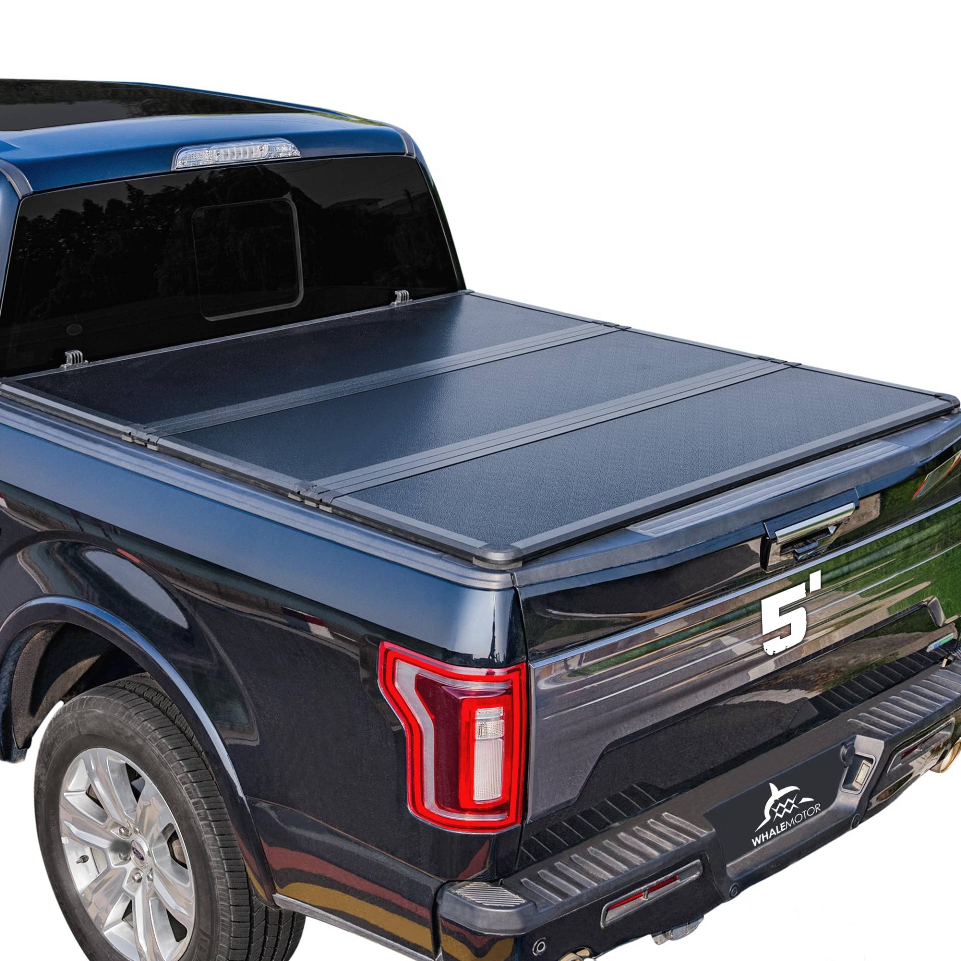 Harte faltbare LKW-Bett-Tonneau-Abdeckung, kompatibel mit Nissan Frontier 2005–2023, 1,5 m kurze Box ohne oder ohne Schiene, dreifach gefalteter Stil von WHALEMOTOR