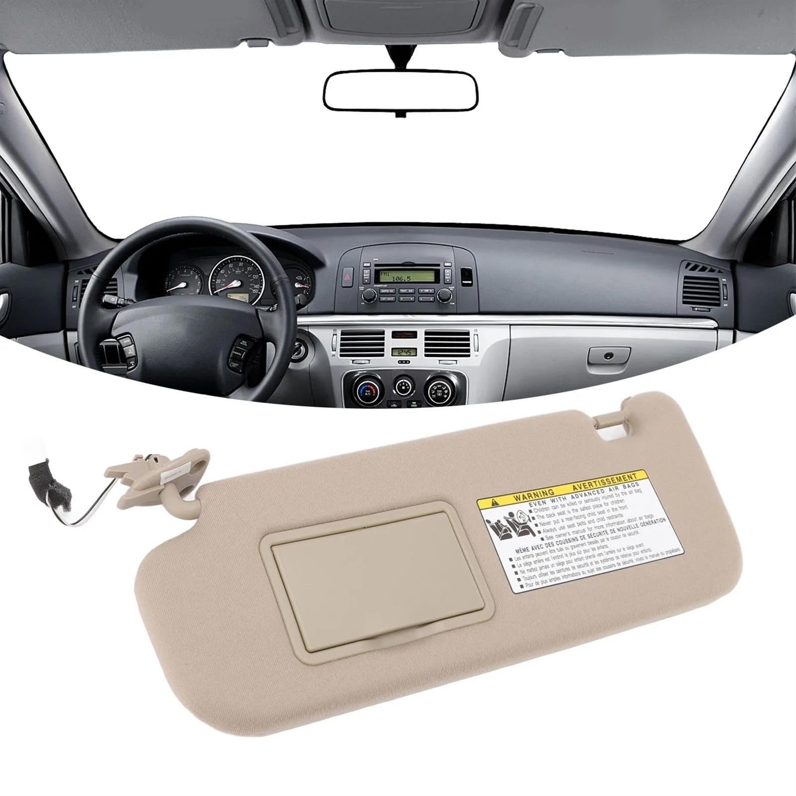 Für Hyundai Sonata 2006 ‑ 2008 Auto Innen Sonnenblende Mit Make-Up Spiegel 852013K010QD Ersatz(Left) von WHDMKUS