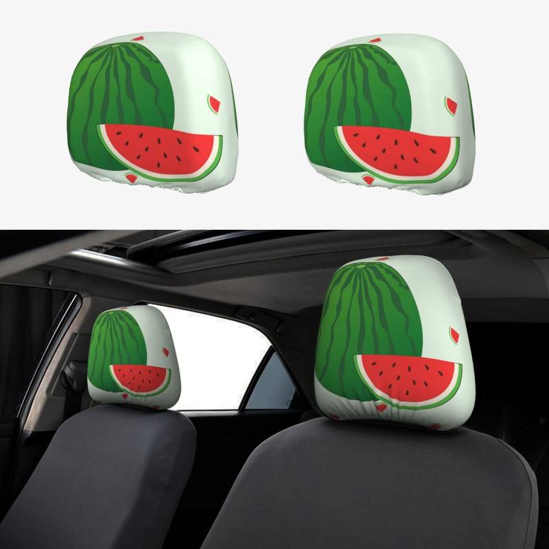 WHJWXC Autositzbezug mit Cartoon-Wassermelonen-Druck, 2-teiliges Set, Innenzubehör, Dekoration, passend für Autos, Lieferwagen, LKWs, Sitzzubehör von WHJWXC