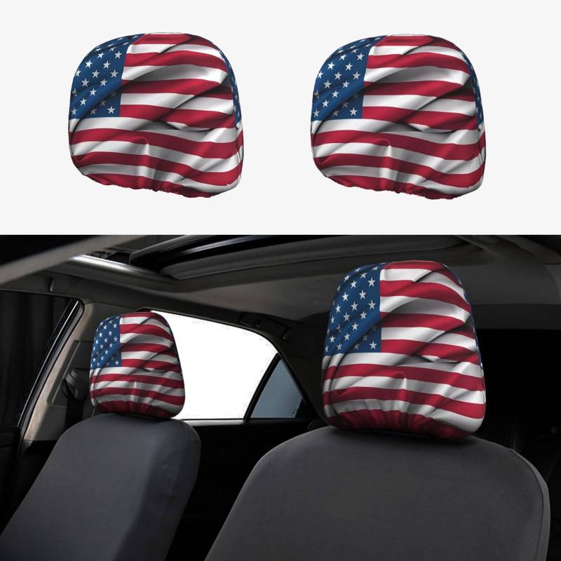 WHJWXC Autositzbezug mit amerikanischer Flagge, 2-teiliges Set, Innenzubehör, Dekoration, passend für Autos, Lieferwagen, LKWs, Sitzzubehör von WHJWXC