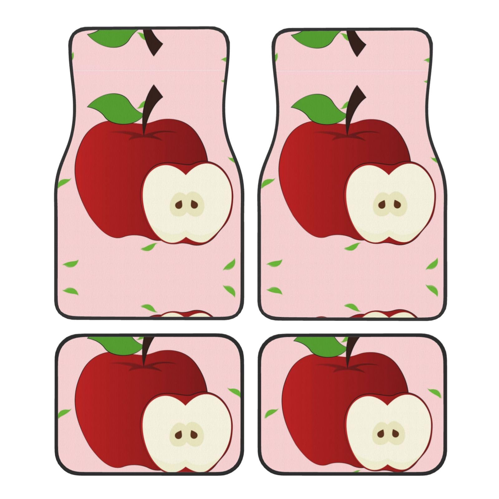 Cartoon Red Apple Auto Matten 4-teiliges Set Universal Vorne und Hinten Fußmatten Innendekoration Zubehör Auto Antirutschmatten von WHJYCC