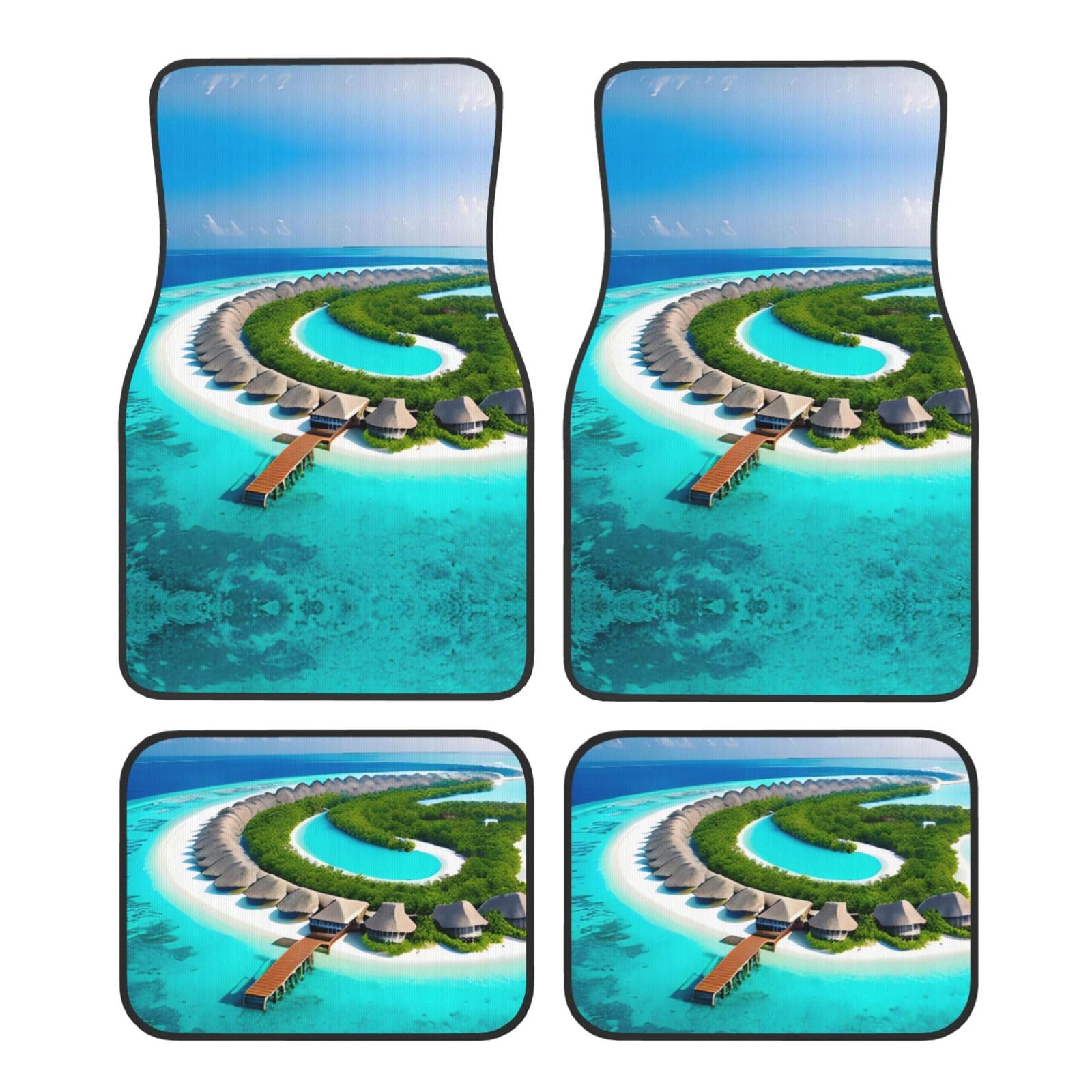 Maldives Scenery Automatten 4-teiliges Set, Universal Fußmatten vorne und hinten Innendekoration Zubehör Auto Antirutschmatten von WHJYCC