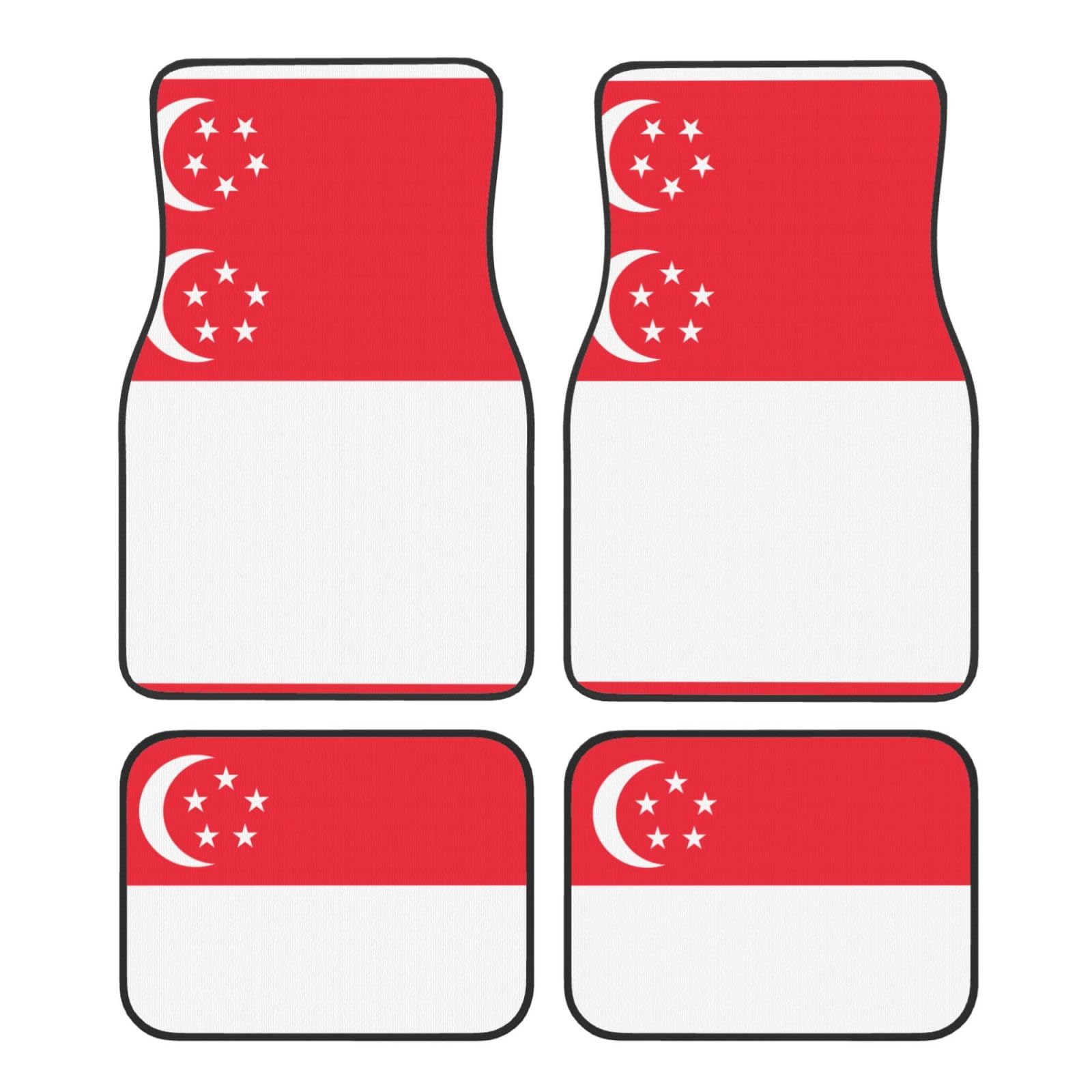 Singapur Flagge Automatten 4-teiliges Set Universal Vorne und Hinten Fußmatten Innendekoration Zubehör Auto Antirutschmatten von WHJYCC