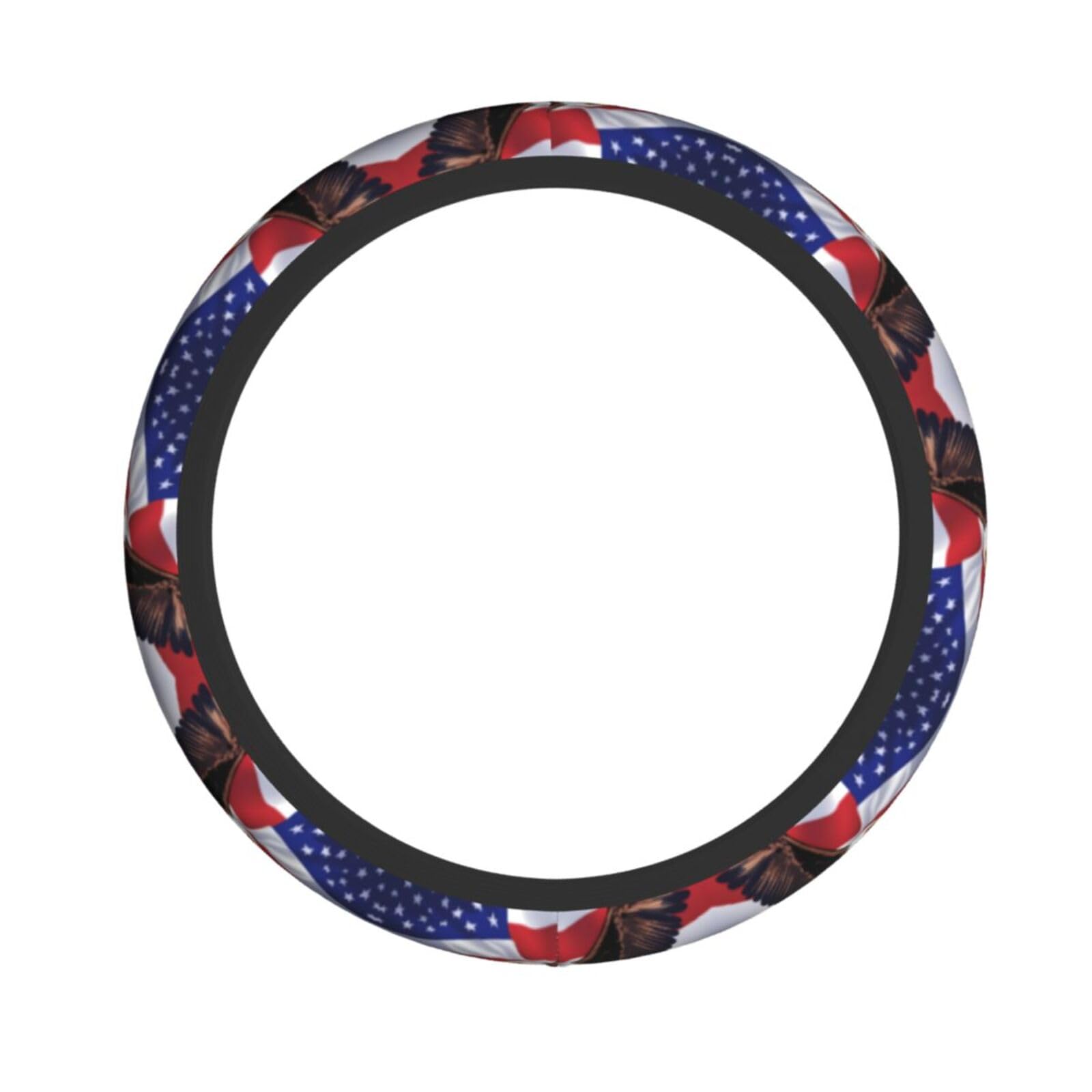 WHJYYXDE Stretch-Lenkradbezug für Damen und Herren, elastisches Neopren-Gewebe, einfach zu installieren und langlebig, USA Patriotischer Adler mit amerikanischem Flaggenmuster von WHJYYXDE