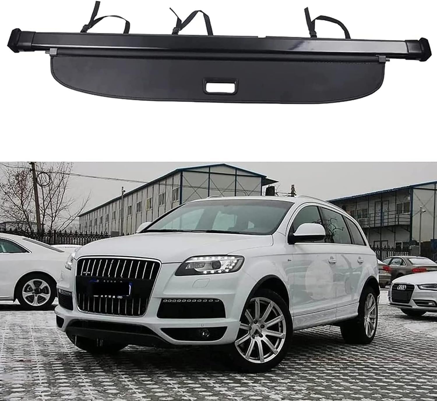 WHOROB Einziehbarer Auto Kofferraumabdeckung für Audi Q7 2007 2008 2009 2010 2011 2012 2013 2014 2015 Laderaumabdeckung Rollo Schutz Cover Kofferraum Hutablage Privatsphäre ZubehöR. von WHOROB