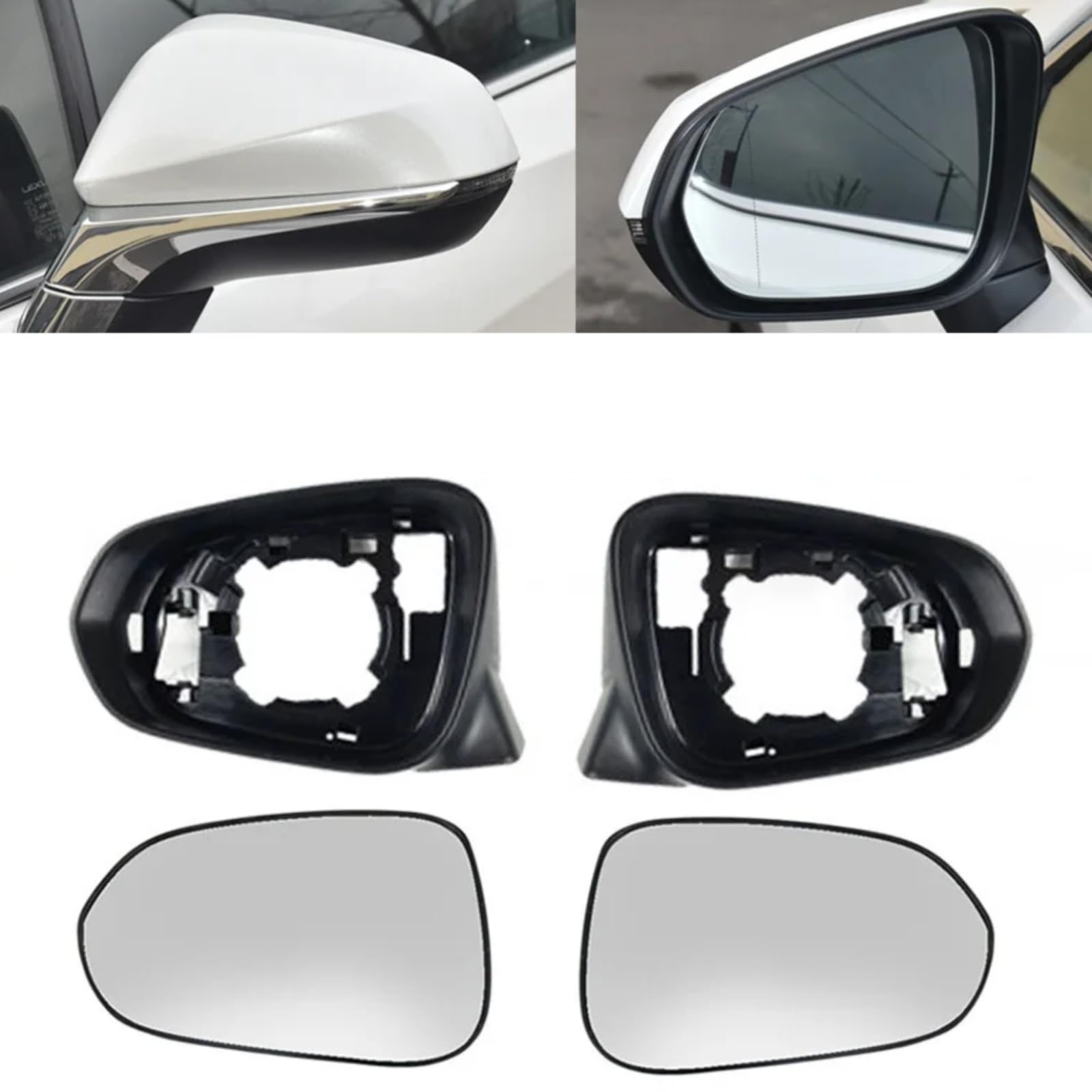 Für Lexus RX 2016-2020 NX 2015-2020 Auto-Flügeltür, Seitenspiegel, Glas, Außenrückspiegel, Rahmen, Gehäuse (Rahmen, ein Paar) von WHUAFA