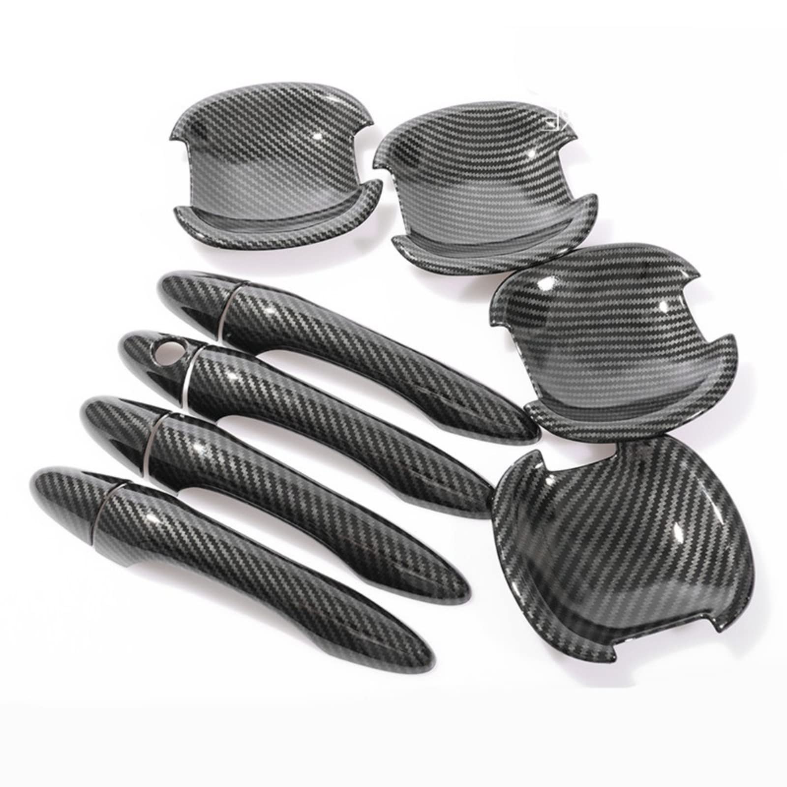 WHUAFA Auto-Türgriff-Abdeckungs-Ordnungsaufkleber, Außentürgriff-Abdeckungen, Zubehör Für KIA Sportage MK3 SL 2011 2012 2013 2014 2015 (Carbon-Griffschale) von WHUAFA