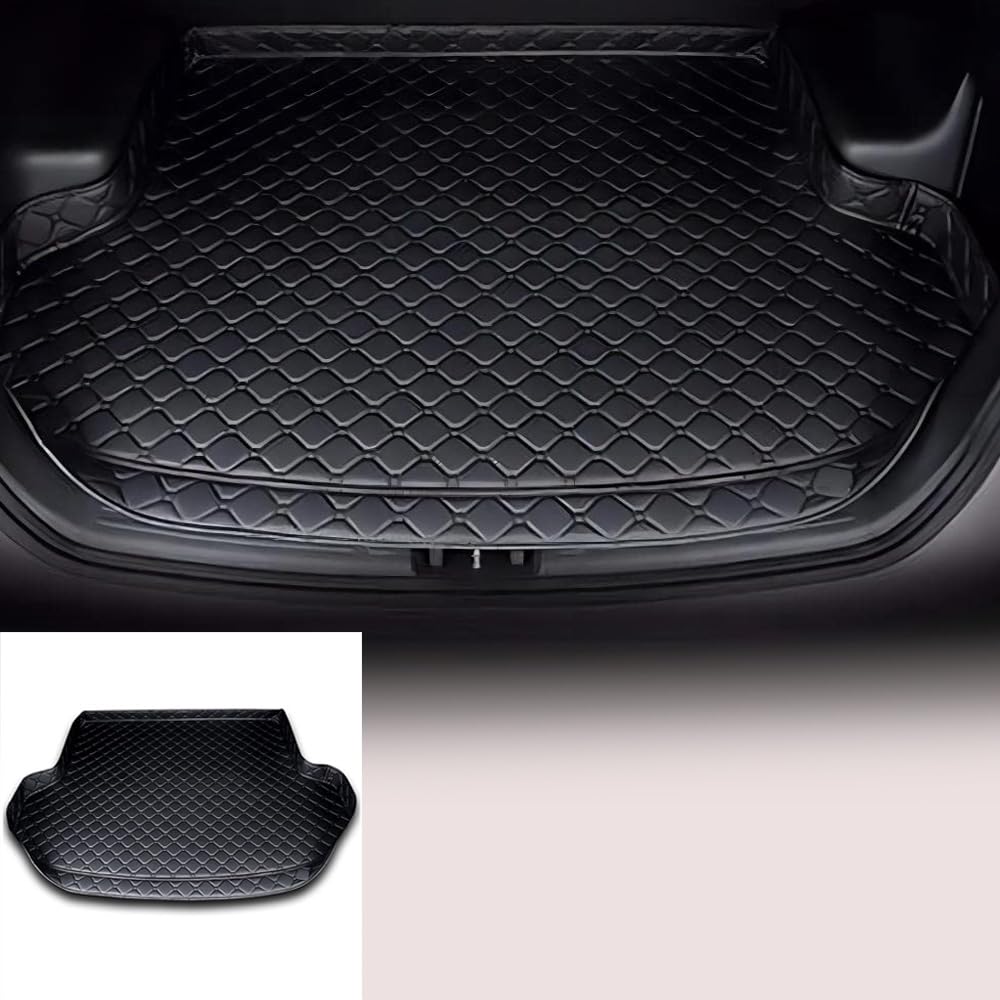 Auto Leder Kofferraummatten,Für Ford Focus hatchback 2012-2018 Auto Leder Kofferraummatte, Cargo Kofferraum Schutzmatten Teppich Kratzfest Innenzubehör.,A-Black von WHXZQ