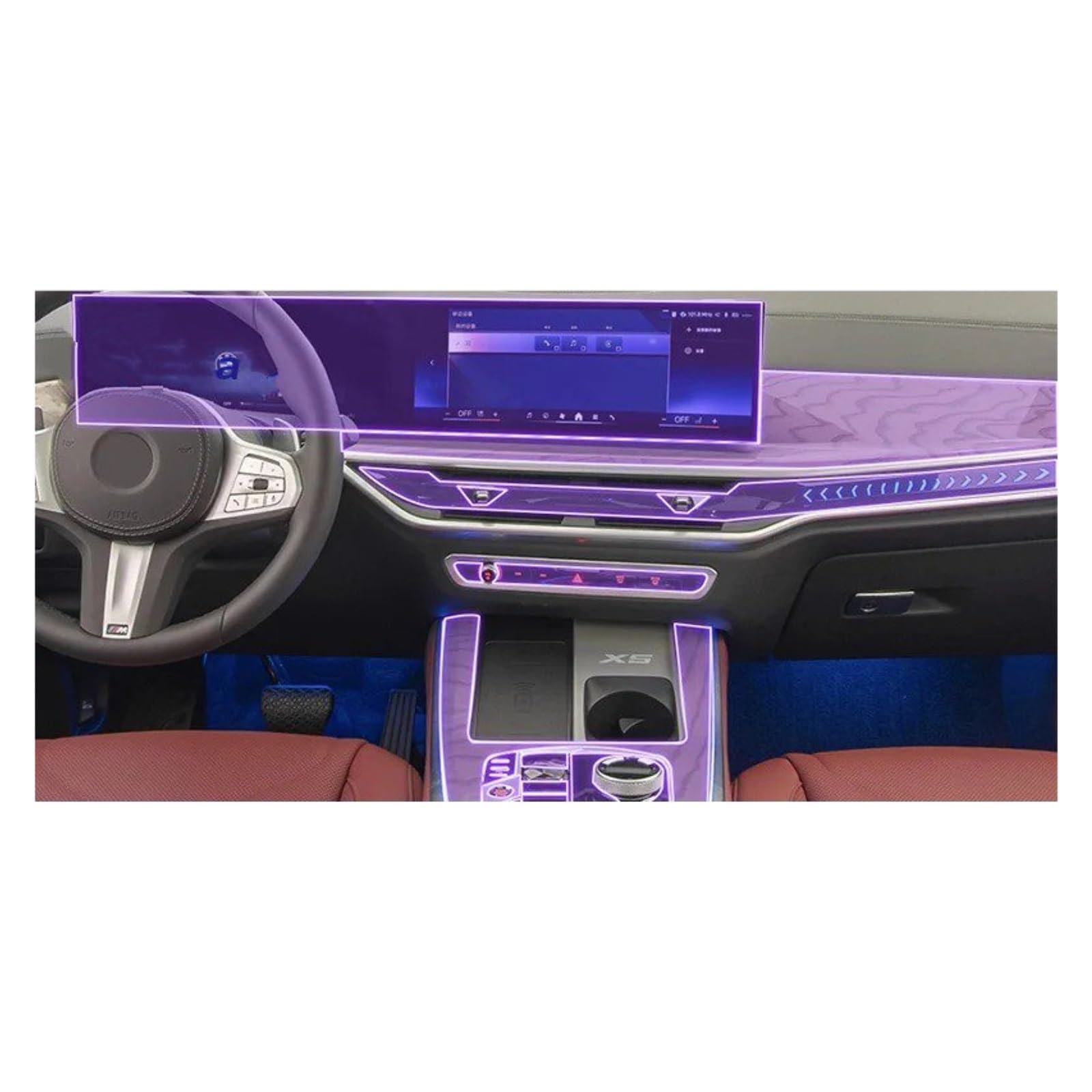 Für G05 Für X5 2023 Auto Interior Center Konsole Transparente TPU Farbe Schutz Film Anti Scratch Aufkleber LCD Bildschirm Zubehör Innenraum Trim Aufkleber(Style I) von WIBNBRO