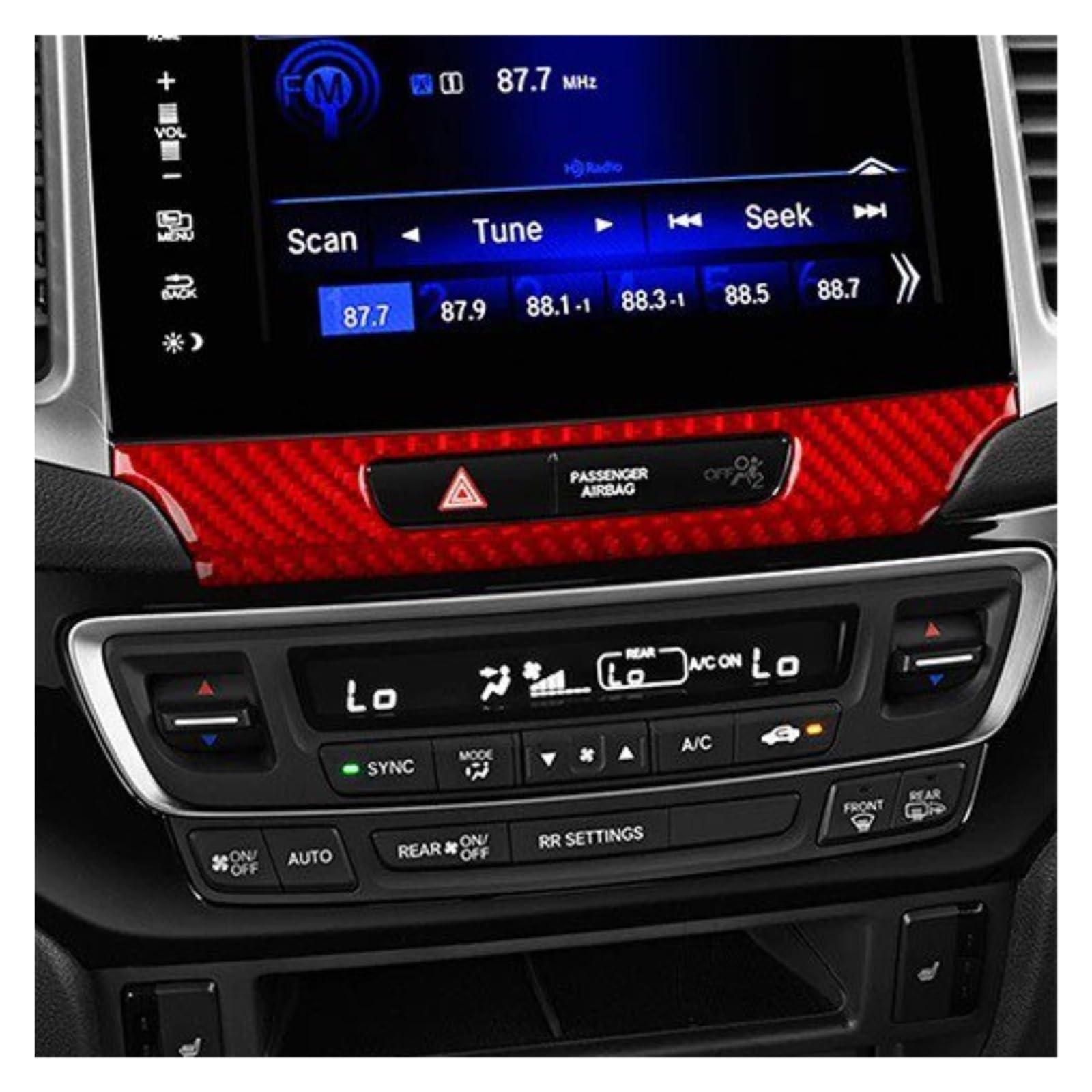 Für Ridgeline 2017-2020 Carbon Fiber Center Navigation Display Panel Abdeckung Auto Innen Zubehör Dekorative Aufkleber Innenraum Trim Aufkleber(3 red) von WIBNBRO