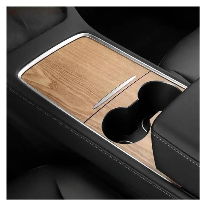 Für Tesla Für Modell 3 Für Modell Y 2021-2022 Auto Zentrale Steuerung Carbon Fiber Panel Schutz Aufkleber Film Innenraum Trim Aufkleber(Wood Grain Color) von WIBNBRO