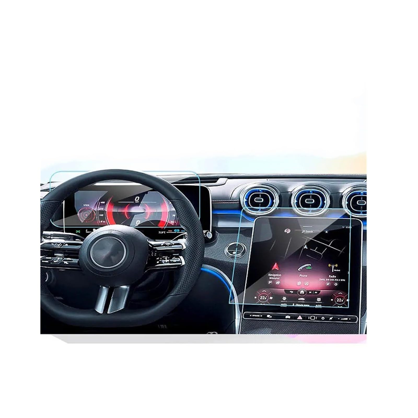 Gehärtes Glas Displayschutz Für Benz Für C-Klasse Für C250 2022 2023 Gehärtetes Glas Displayschutzfolie 11,9-Zoll-Touchscreen Und Instrument Gehärtetes Glas Schutzfolie(GPS and Instrument) von WIBNBRO