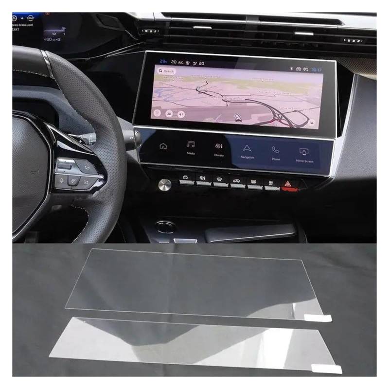 Gehärtes Glas Displayschutz Für Peugeot Für 308 Für 408 GT Für Hybrid 2023 Gehärtetem Glas Screen Protector 10 Zoll Auto GPS LCD Bildschirm Anti-scratch-Film Gehärtetes Glas Schutzfolie(Gps-air protec von WIBNBRO