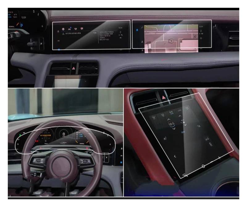 Gehärtes Glas Displayschutz Für Taycan 2020–2022 Auto-LCD-GPS-Navigation Gehärtetes Glas Und Armaturenbrett-Bildschirmschutzfolie Gehärtetes Glas Schutzfolie(4pcs) von WIBNBRO