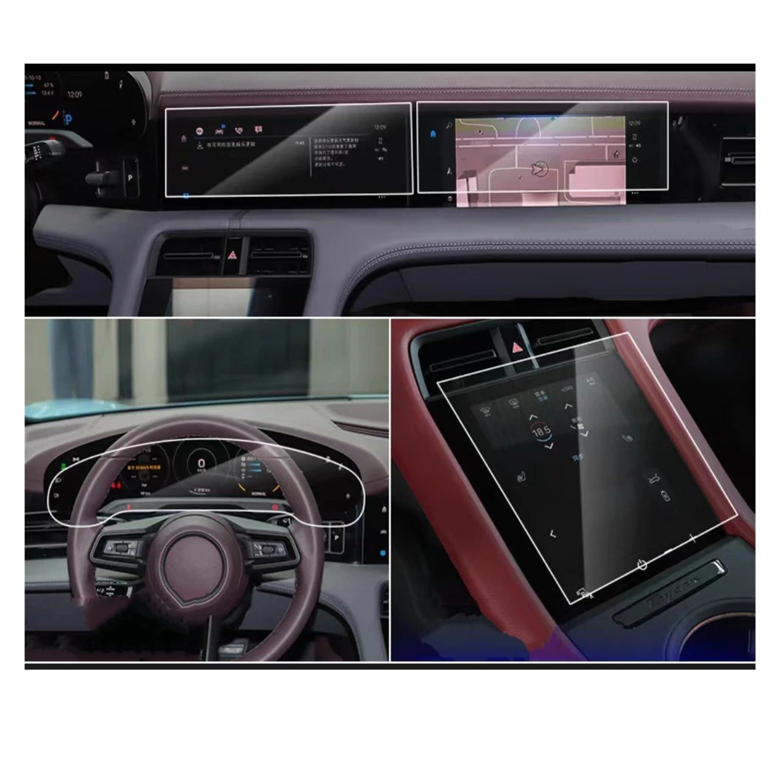 Gehärtes Glas Displayschutz Für Taycan 2020–2022 Auto-LCD-GPS-Navigation Gehärtetes Glas Und Armaturenbrett-Bildschirmschutzfolie Gehärtetes Glas Schutzfolie(4pcs) von WIBNBRO