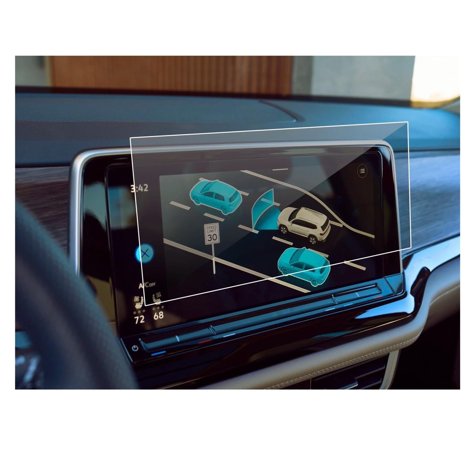 Gehärtes Glas Displayschutz Für VW Für Atlas 2024 2 Stück PET Film Schutz 12 Zoll GPS Navigation Touchscreen Schutz Film Gehärtetes Glas Schutzfolie von WIBNBRO