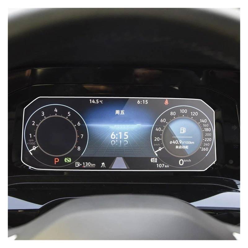 Gehärtes Glas Displayschutz Für VW Für Golf 8 2021 Auto Navigation Gehärtetem Glas LCD Screen Schutz Film Aufkleber Schutz Dashboard Gehärtetes Glas Schutzfolie(Instrument Glass) von WIBNBRO