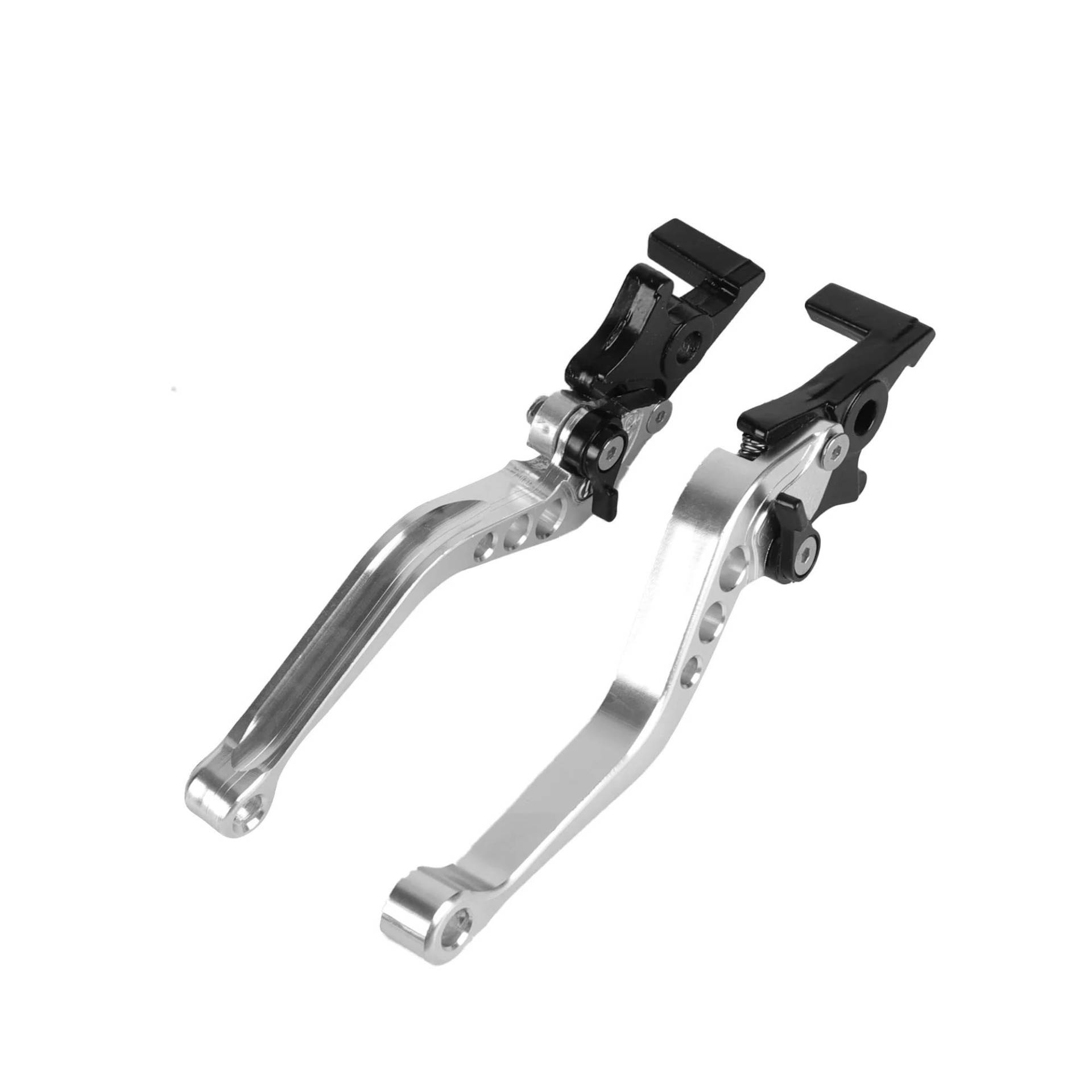 Motorrad Kupplung Bremshebel Universal Motorrad Zubehör Modifizierte Teile Legierung CNC Klapp Kupplung Hebel 6-Gang Einstellbar Trommel Bremse Griff Motorrad Bremshebel Kupplungss(Silver) von WIBNBRO