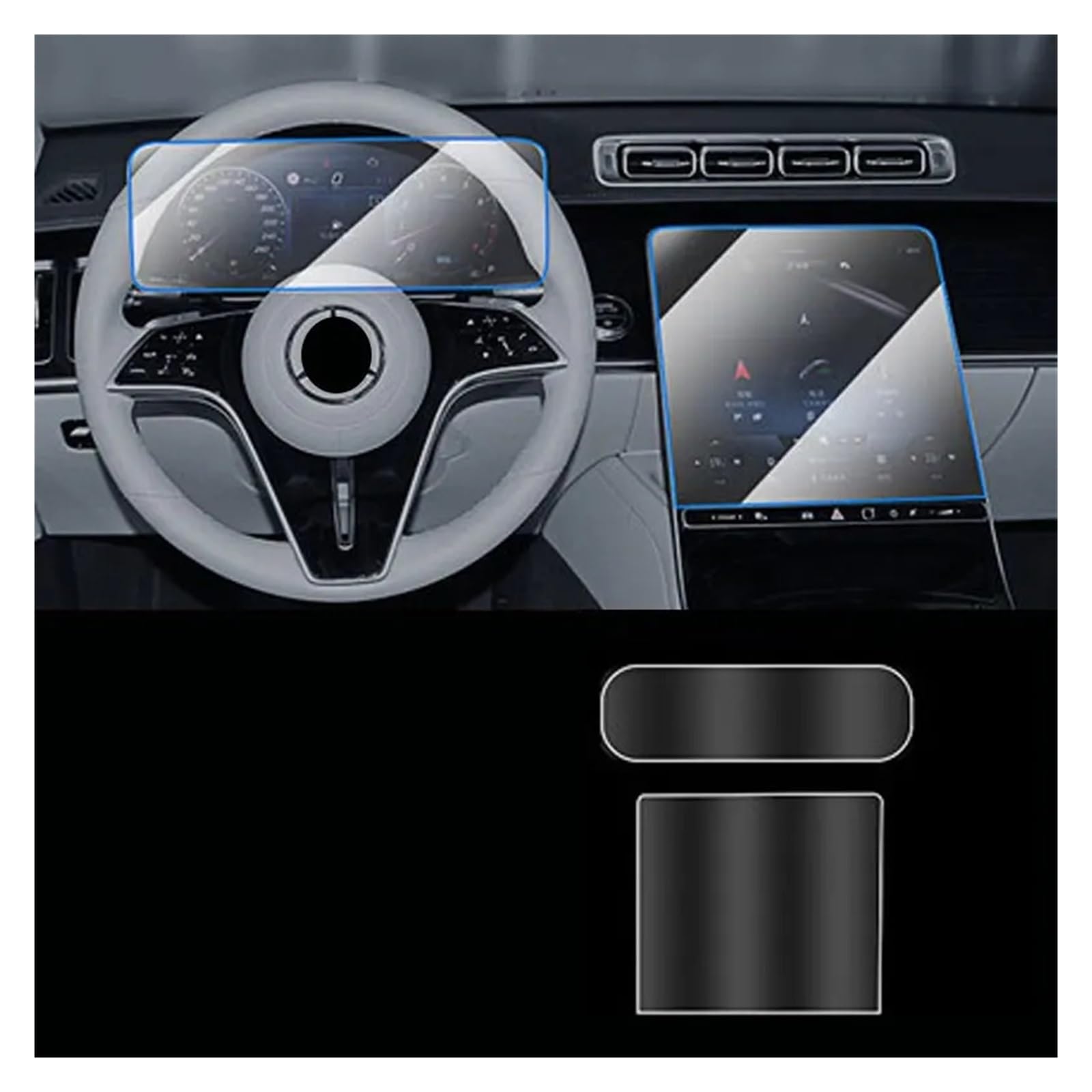 Navigations-Displayschutz Für Für Benz Für S-KLASSE W223 2021 12,8 Zoll Autonavigation Displayschutzfolie Aus Gehärtetem Glas Navigation Schutzfolie(GPS and Instrument) von WIBNBRO