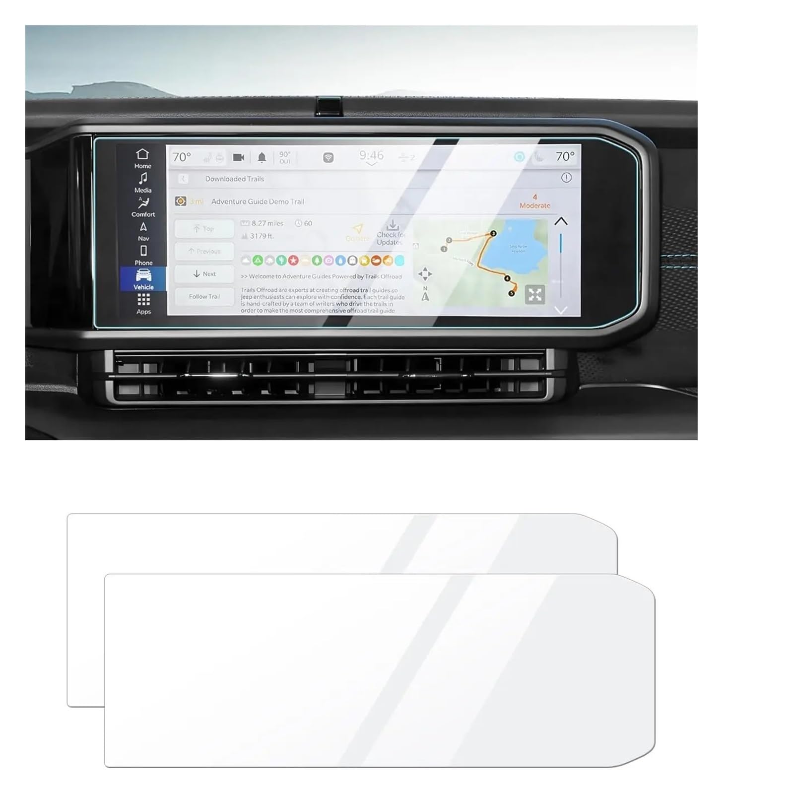 Navigations-Displayschutz Für Jeep Für Wrangler Für JL Für Gladiator Für JT 2024, 2 STÜCKE 12,3 Zoll Autonavigation Displayschutzfolie Aus Gehärtetem Glas Navigation Schutzfolie(2PCS) von WIBNBRO