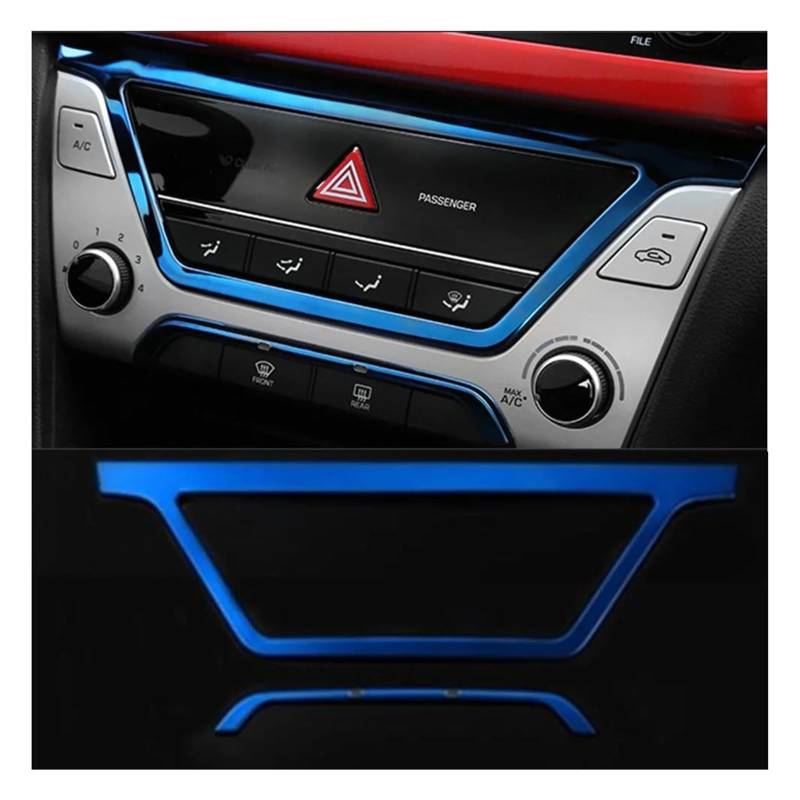 PanelMittelkonsole Für Hyundai Für Elantra Für Lingdong 2016 2017 2018 Auto Zentrale Steuerung Panel Aufkleber Innen Zubehör Navigation Rahmen Abdeckung Dekor Mittelkonsole Dekor(2Pcs Blue) von WIBNBRO