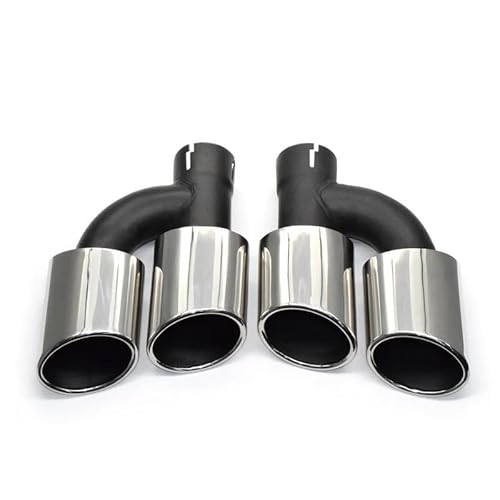 Auspuff Pfeife 2 Teile/Satz 304 Edelstahl Auto Hinten Dual Auspuffrohr Für A4 A5 A6 A7 Bis Zu S4 S5 S6 S7 Schwarz Schalldämpfer Spitze 60mm Endrohr Abgasrohrleitungen(Silver A) von WIJHJET