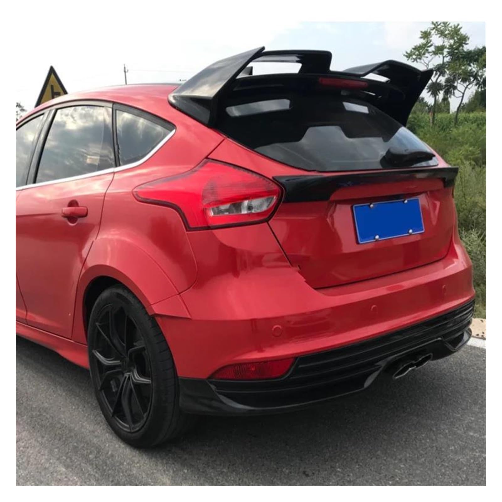 Auto Heckflügel 3 PCS Für Ford Für Focus Für RS Für ST 2012 2013 2014 2015 2016 2017 2018 Spoiler Hinten Fenster Dach Flügel Spoiler Wing(Glossy Black) von WIJHJET