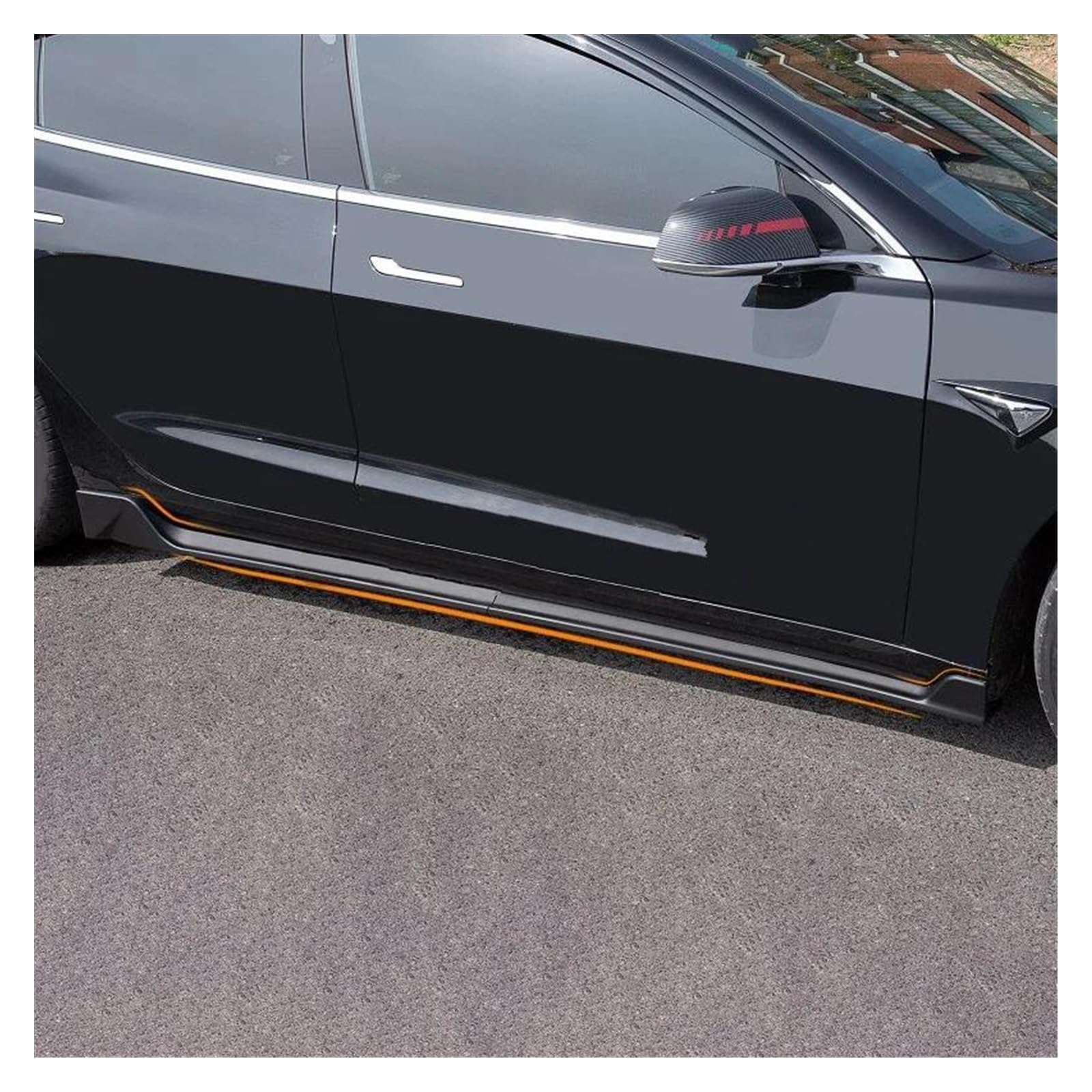 Auto Seitenschürze Für Tesla Für Modell 3 Für Modell Y 2017 2018 2019 2020 2021 2022 2023 Seitenschweller Carbon Fiber Pattern Body Kits Auto Seitenrock Splitter(for 3 Glossy Black) von WIJHJET