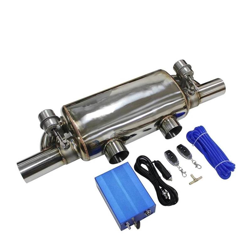 Endrohr Edelstahl Auto Auspuffrohr Universal T Form Zwei In Zwei Out 63MM Vakuumpumpe Variable Ventil Schalldämpfer Fernbedienung Auspuff Endrohr(Vacuum Pump 51MM) von WIJHJET