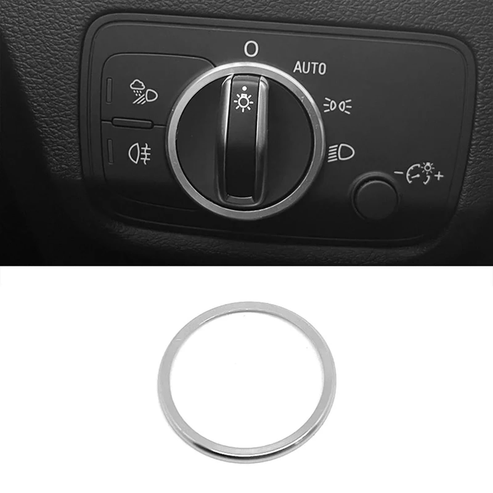 Innenverkleidung Mittelkonsole Für A3 Für 8V Für Q2L Für S3 2014 2015 2016-2019 Auto Scheinwerfer Schalter Control Taste Ring Dekor Aufkleber Schutz Trims Abdeckung Auto Zubehör(Silber) von WIJHJET