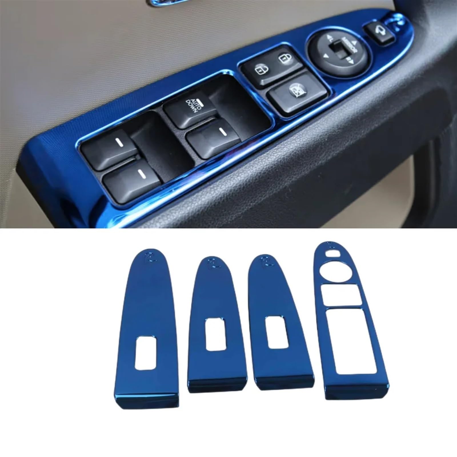 Innenverkleidung Mittelkonsole Für Kia Für Sportage R 2010 2011 2012 2013 2014 2015 Edelstahl Auto Innentür Fenster Schalter Panel Abdeckung Trim Dekoration Zubehör(Blau) von WIJHJET