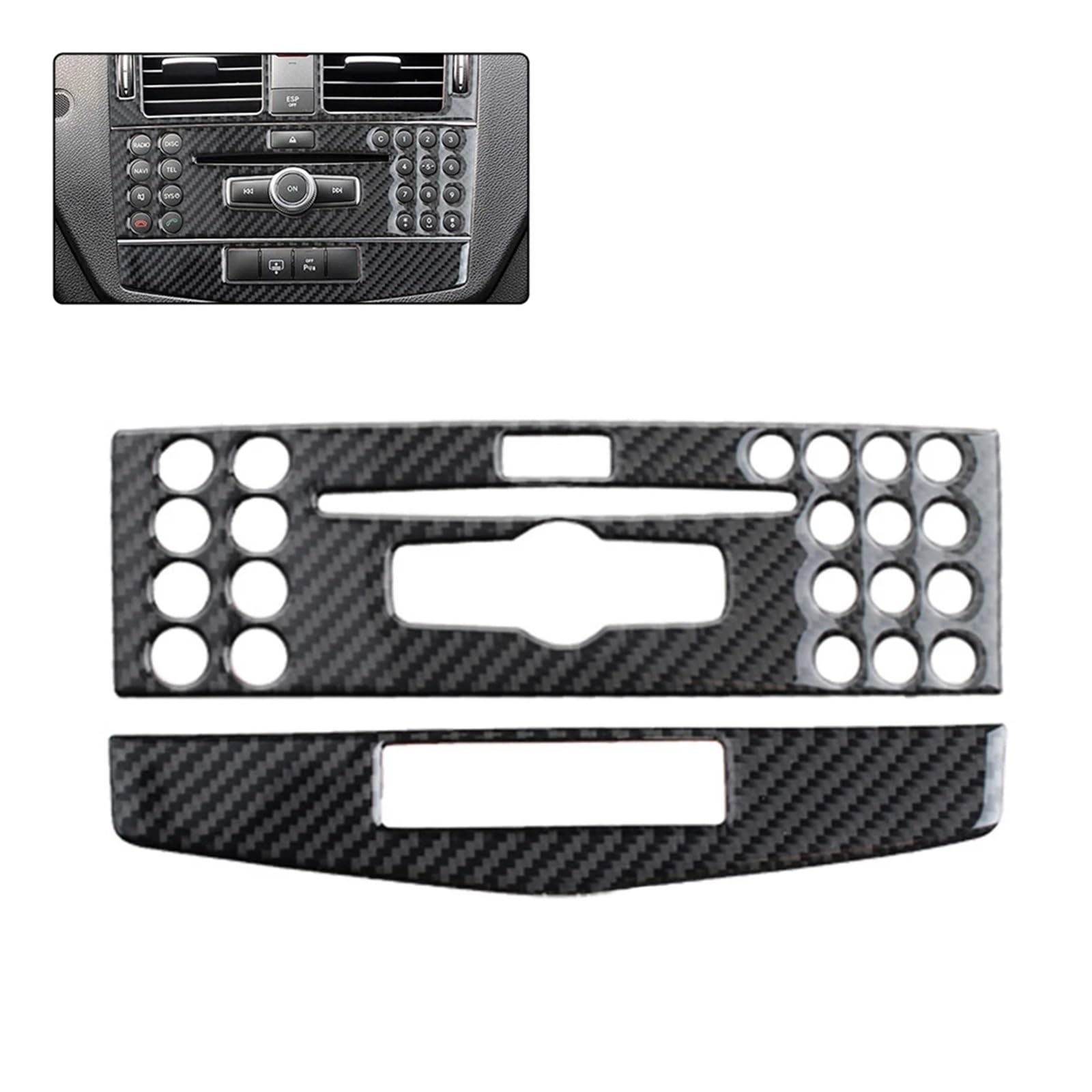 Konsolenverkleidung Auto Center Console Klimaanlage CD Panel Abdeckung Trim Für Für Benz C Klasse W204 C200 C260 C300 C180 2007-10 Carbon Fiber Panel Abdeckung(One Hole) von WIJHJET