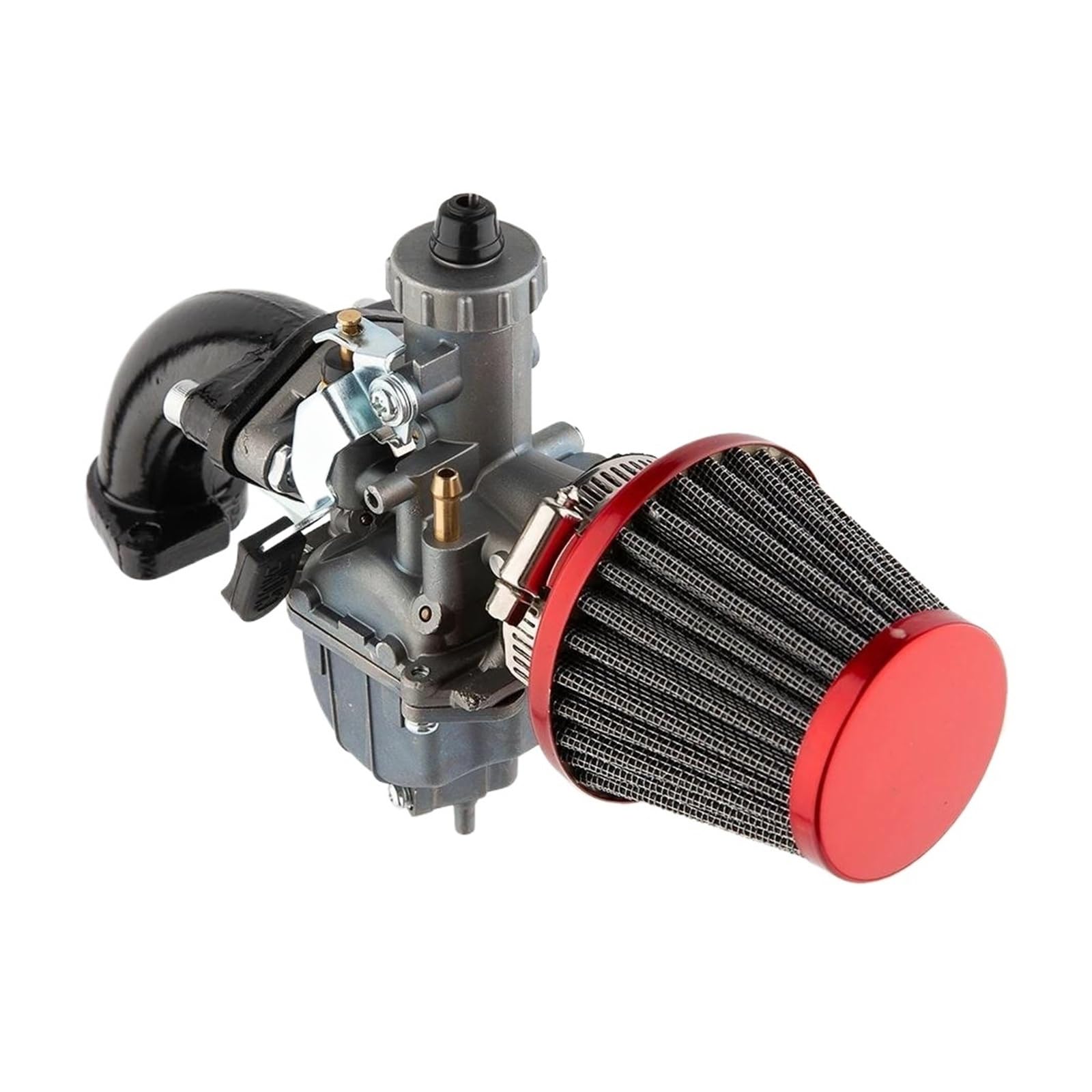 VM22 26mm Aluminium-Vergaser-Kit 56-2 6-Loch-Motorrad Für Mikuni-Ansaugrohr 110ccm 125ccm 140ccm Für Lifan YX Zubehör Tuningvergaser Motorrad Vergaser(56-2 Black Red) von WIJHJET