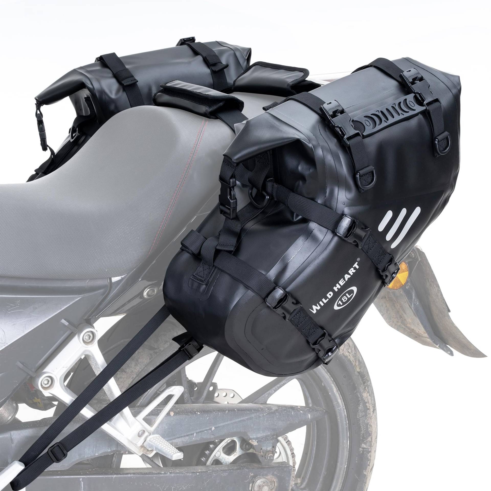 WILD HEART Motorrad-Satteltaschen, wasserdicht, 36 l (2 x 18 l), Motorrad-Seitensatteltaschen, Gepäckträgertasche, Kofferraum-Zubehör, 2 x 18 l, TPU von WILD HEART