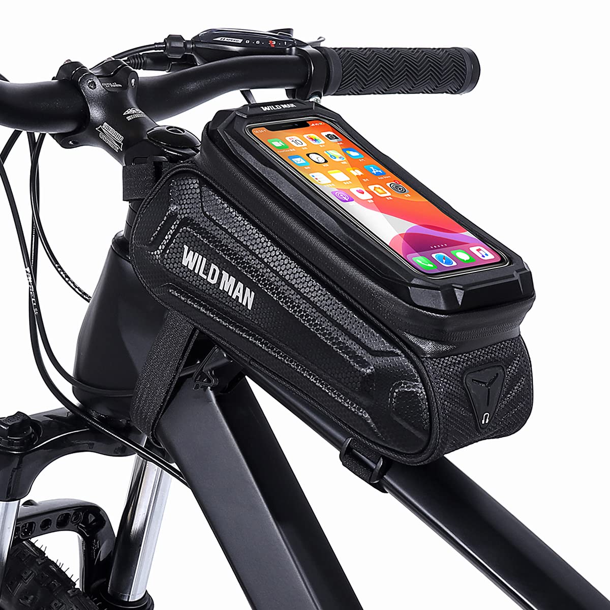 WILD MAN 1 l wasserdichte Fahrradtasche mit Touchscreen für Mountainbike, Rennrad, SX3, Schwarz von WILD MAN