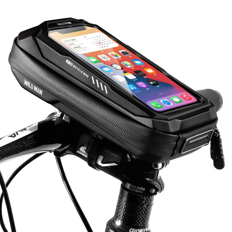 WILD MAN Regendichte Handyhalterung Typ Lenker Fahrradtasche mit Touchscreen für MTB Mountainbike Rennrad Radfahren (X3, schwarz) von WILD MAN