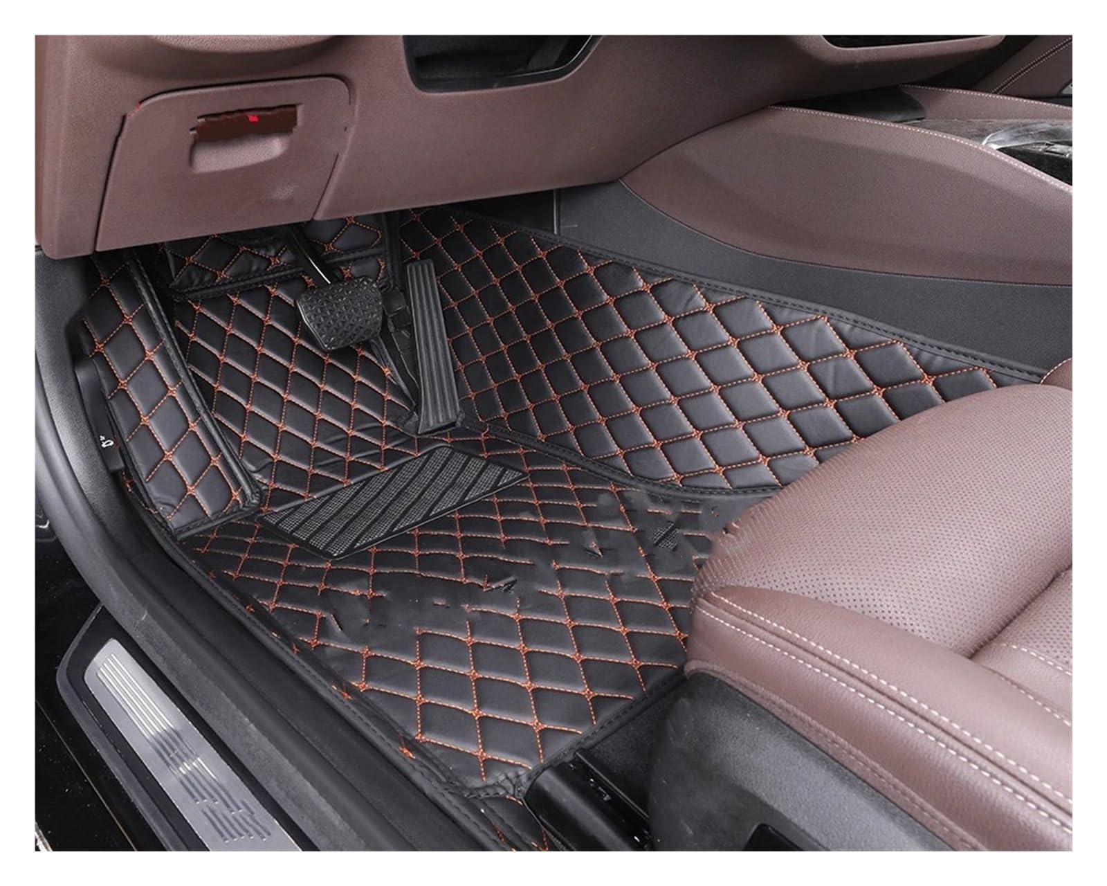 Autoteppich Auto-Fußmatten Für Alfa Für Romeo Für Spider 916 Alle Modelljahre Autozubehör Innen-Styling-Teppich Steg-Teppiche Teppich Fußmatten(Farbe:Black orange,Size:for Driver) von WILLAB