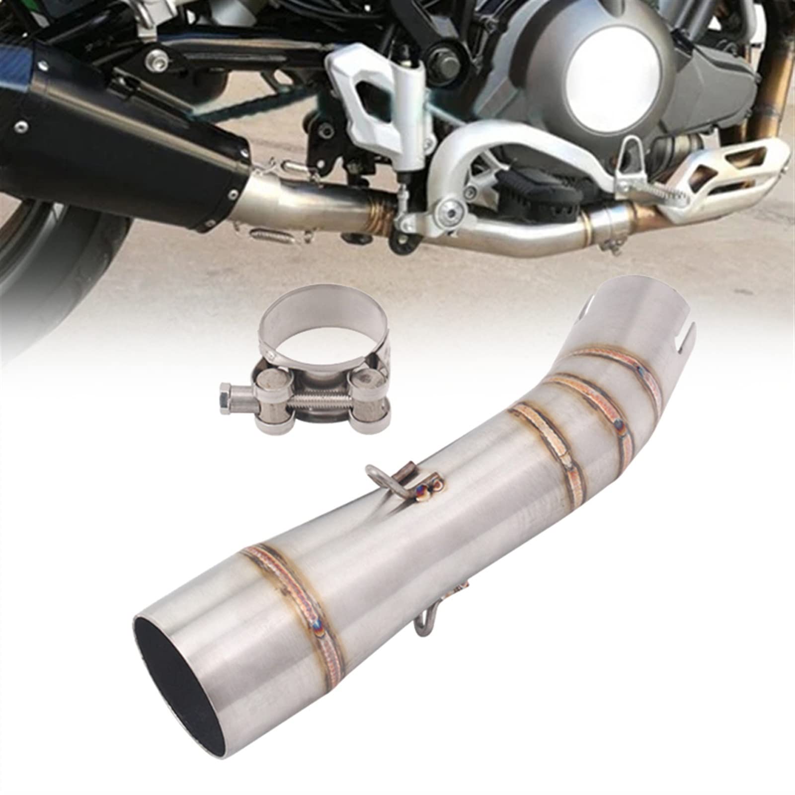 WILRAY Zubehör Mittelrohr Motorradauspuff Mittelverbindungsrohr Slip On 51 Mm Reservekatalysator Edelstahl Für Benelli 502C Das Ganze Jahr Zubehör von WILRAY