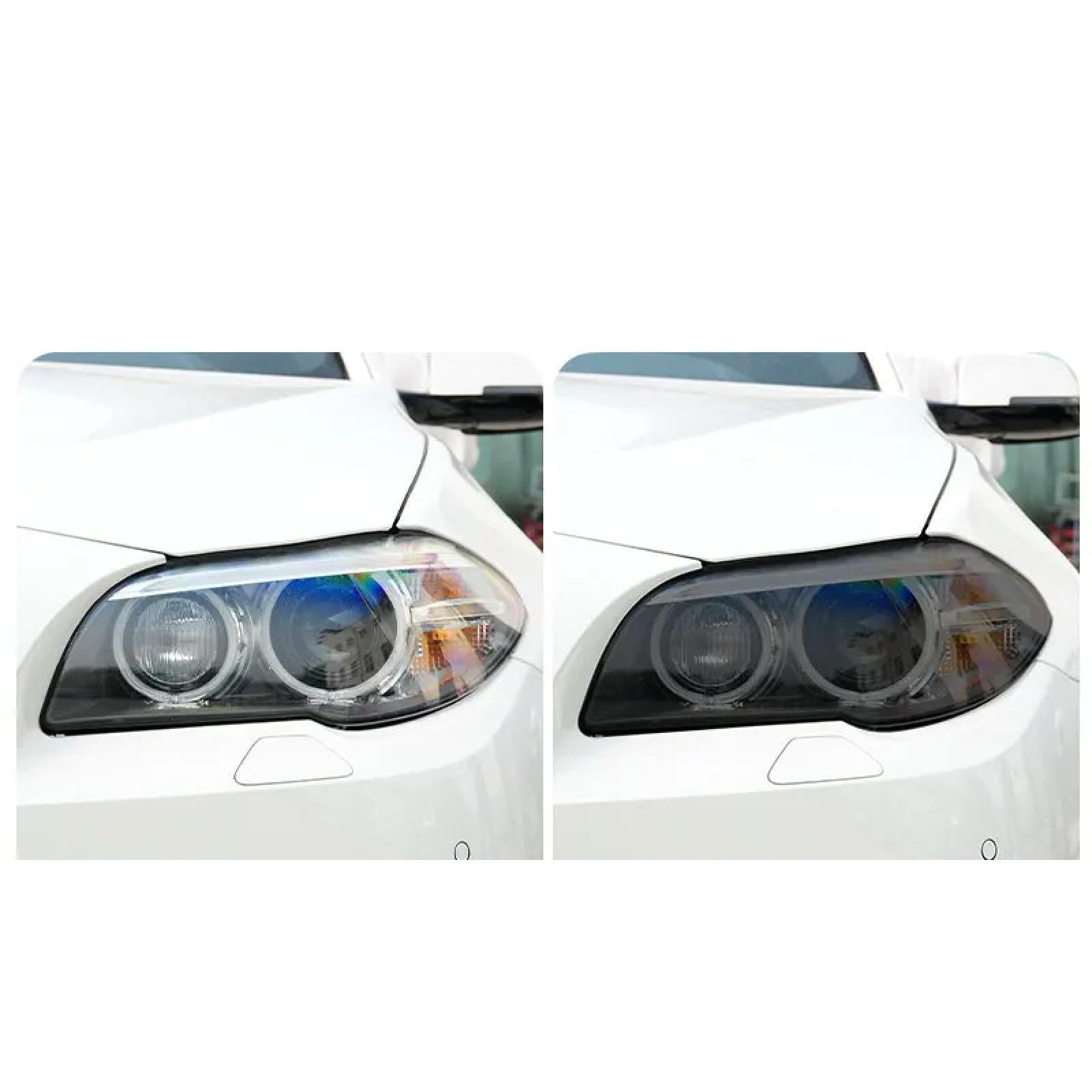 2 Stück Auto Scheinwerfer Schutzfolie Transparent Rauch Schwarz TPU Aufkleber, für BMW F10 F11 F07 G31 G30 5 Serie 2022 M Performance F07 von WINONDE