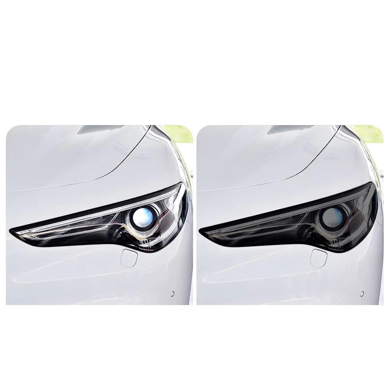 Auto Scheinwerfer Schutzfolie Frontlicht Transparent Rauchschwarz TPU Aufkleber, Für Alfa Romeo Stelvio 949 2017-On 2020 2021 2022 Transparent von WINONDE