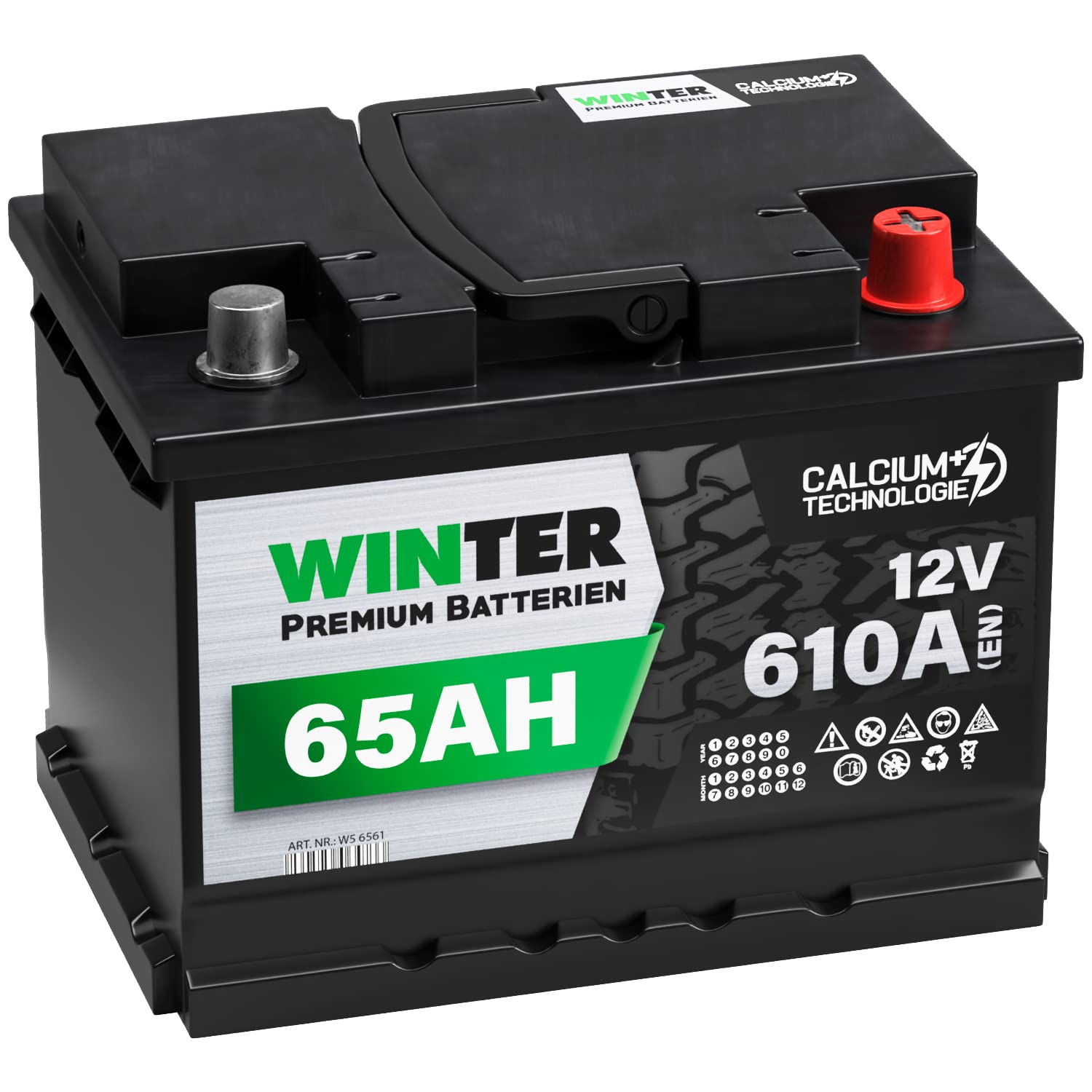 WINTER Premium Autobatterie 12V 65Ah 610A/EN statt 60Ah 61Ah 62Ah 63Ah 64Ah von WINTER PREMIUM BATTERIEN