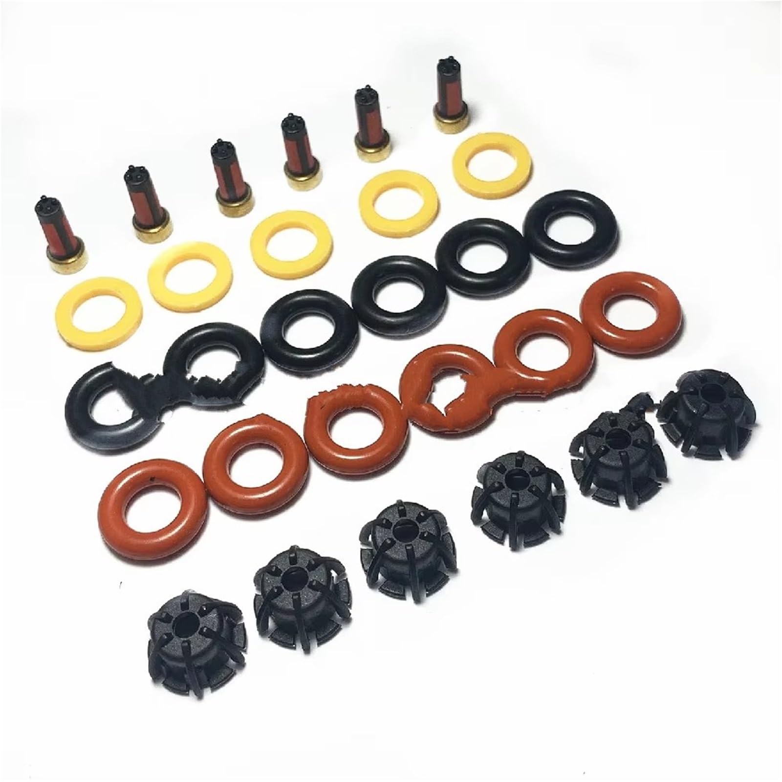 Einspritzdüse Für E60 E39 520i 523i 525i 528i E36 328i E36 Auto Für AY-RK004 6sets Kraftstoff Injektor Reparatur Kit 0280150440 13641703819 Einspritzdüsen(Black Cap) von WINVOX