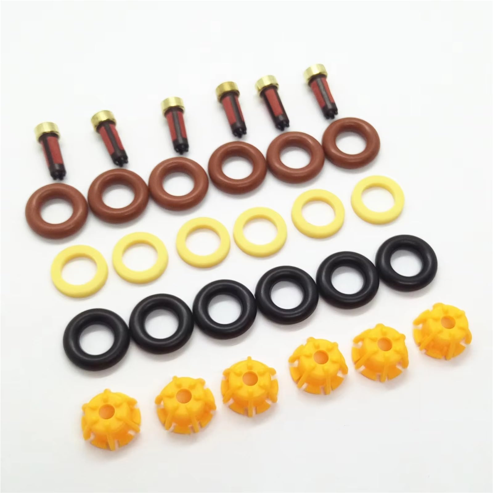 Einspritzdüse Für E60 E39 520i 523i 525i 528i E36 328i E36 Auto Für AY-RK004 6sets Kraftstoff Injektor Reparatur Kit 0280150440 13641703819 Einspritzdüsen(Yellow Cap) von WINVOX